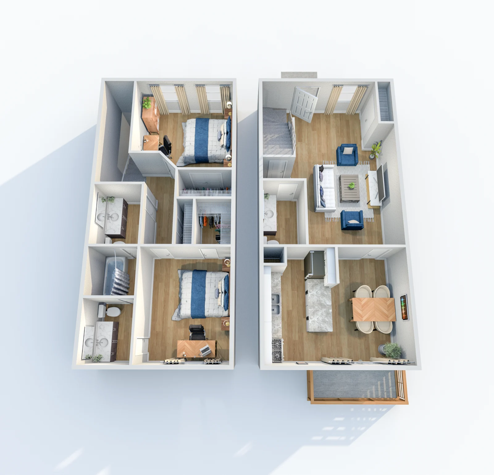 Monticello Crossroads — floor plan, Plan B4 · 2 bed · 2.5 baths · 1,240 sq ft · Townhome