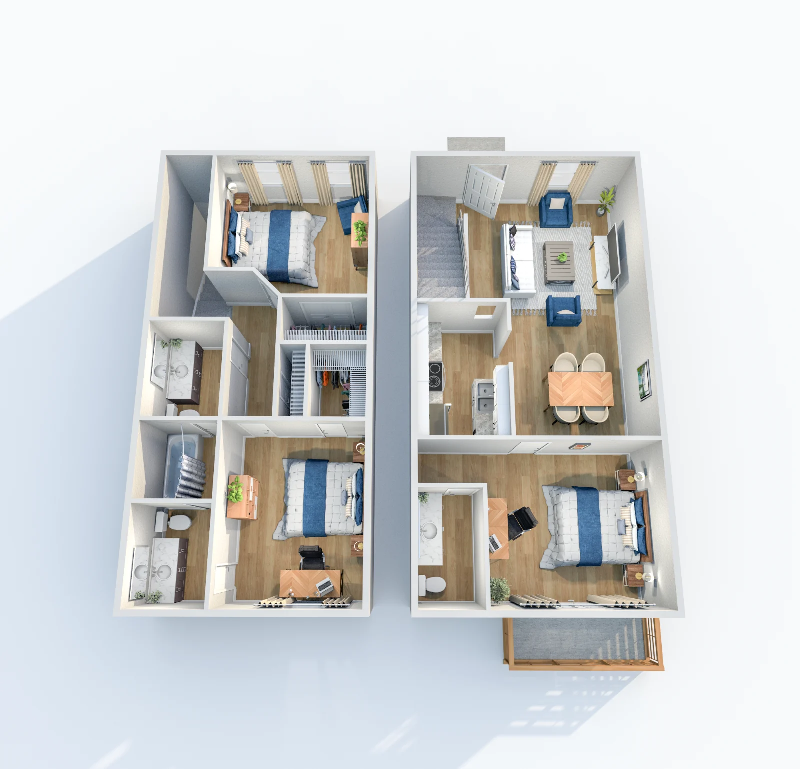 Monticello Crossroads — floor plan, Plan C1 · 3 bed · 2.5 baths · 1,217 sq ft · Townhome